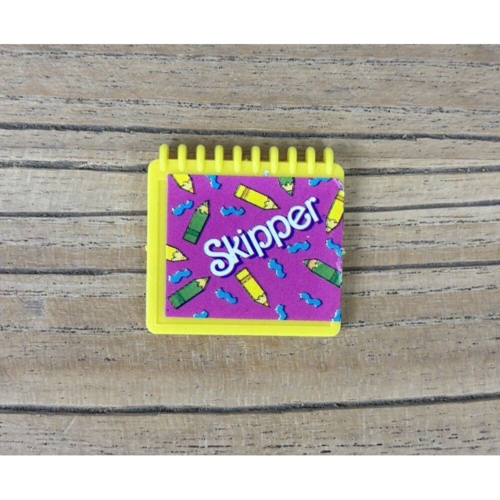Vintage Barbie Skipper Yellow Plastic Notebook Accessory 80s Toy Mattel Retro